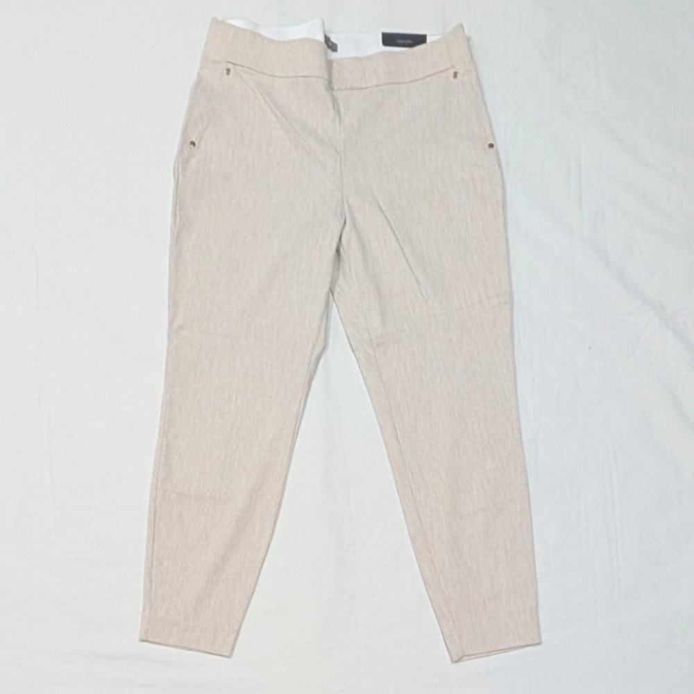 Maurices Women's Pull On Skinny Ankle Pants Beige Mid Rise Large Short NWT